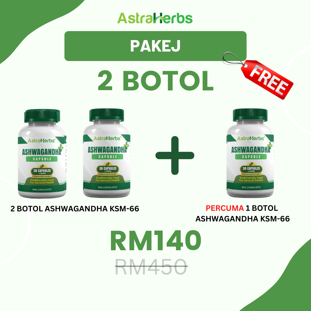 Ashwagandha KSM-66 2 Botol Percuma 1 Botol – 3 Botol